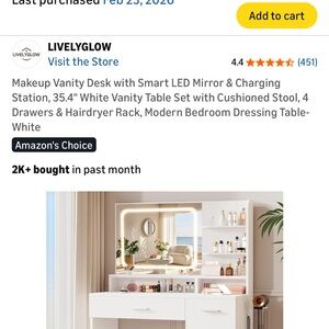 LivelyGlow White Makeup Vanity with LED Mirror